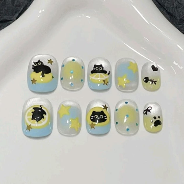 Whimsical Character Press-On Nail Art Set Stornfield