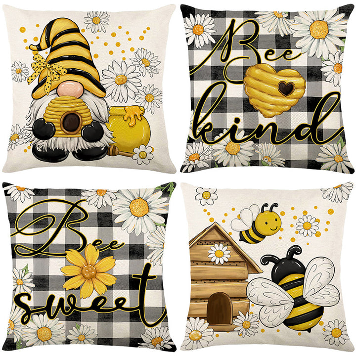 Decorative Throw Pillow Cover Buffalo Check Daisy Pattern
