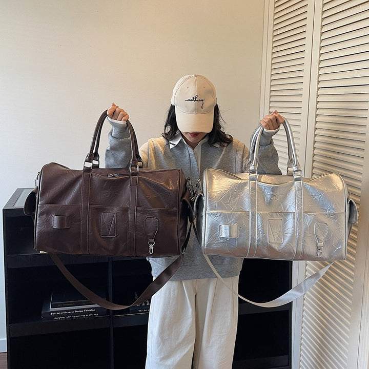 Durable Leather Weekender Duffel Bag