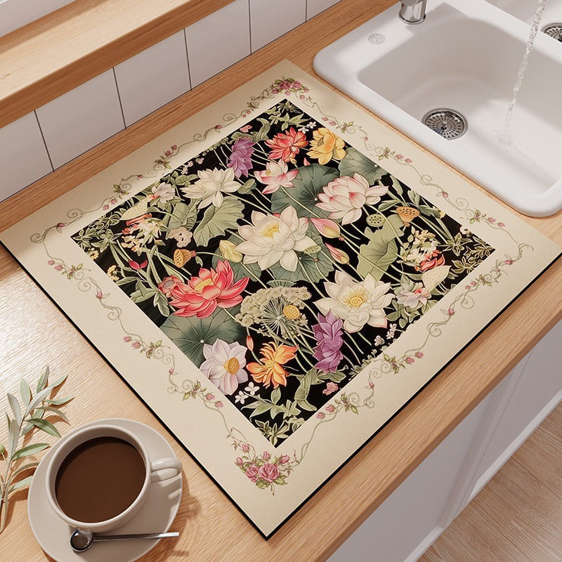 Floral-Themed Kitchen Counter Mat Stornfield
