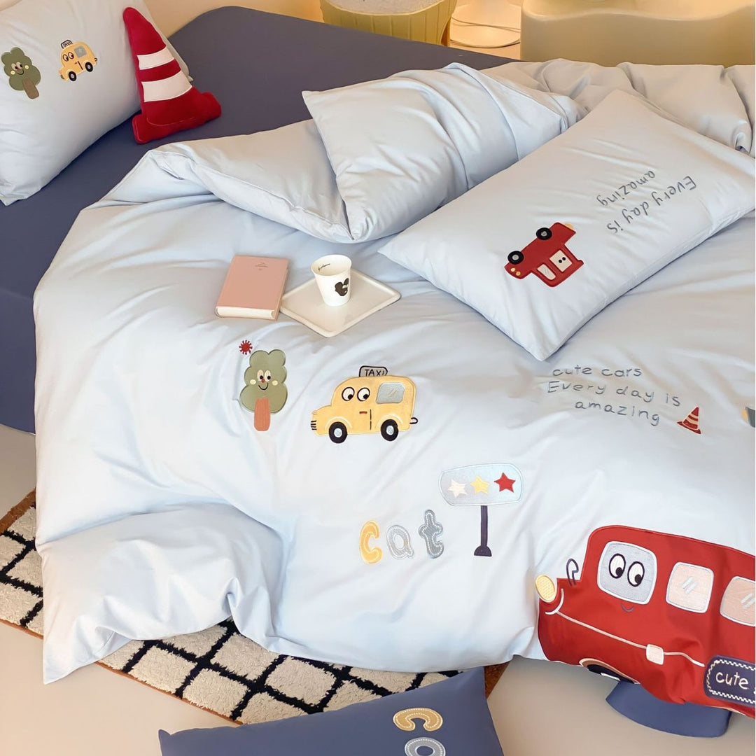 Children's Cartoon Embroidered Cotton Bedding Set