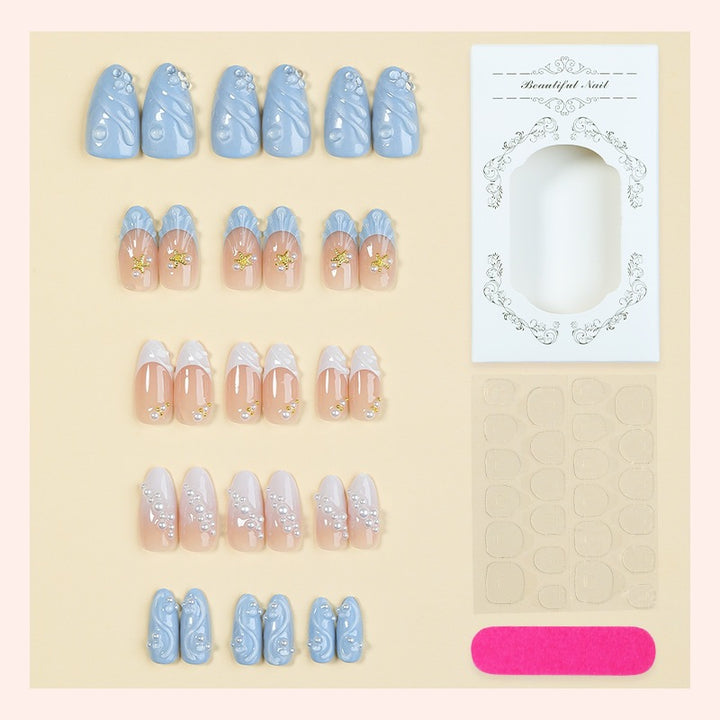 Art nail set with floral and glittering accents Stornfield 1789119191