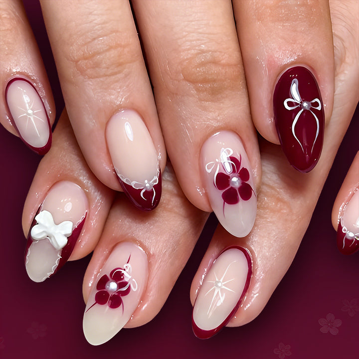 Artistic 3D Floral Press-On Nails Stornfield
