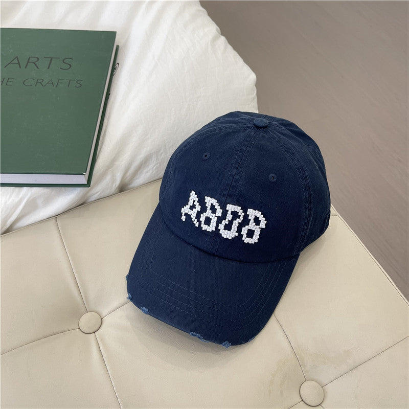 Women's Distressed Cotton Baseball Cap with Graphic Detailing Stornfield