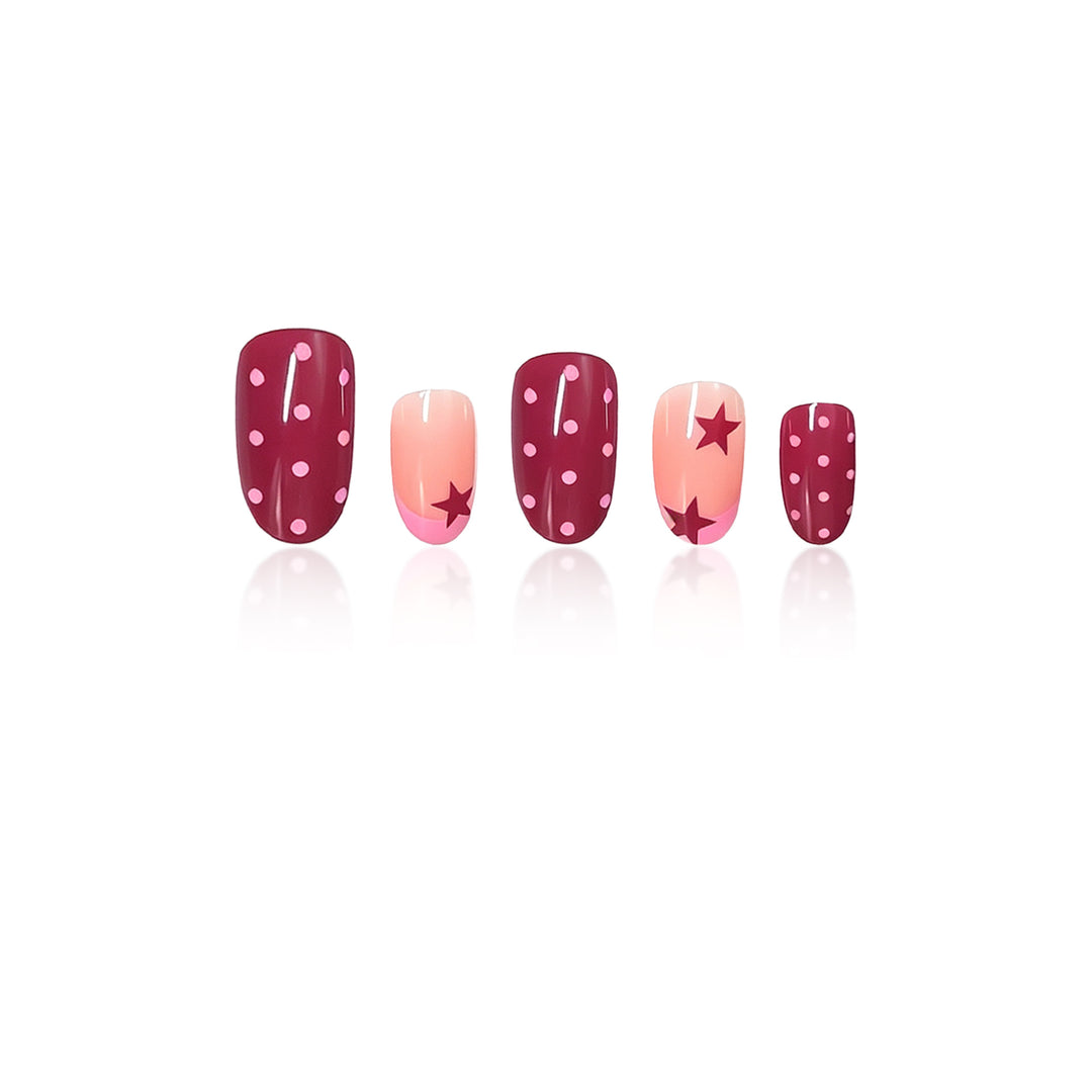 Artistic Star and Polka Dot Nail Art Extensions