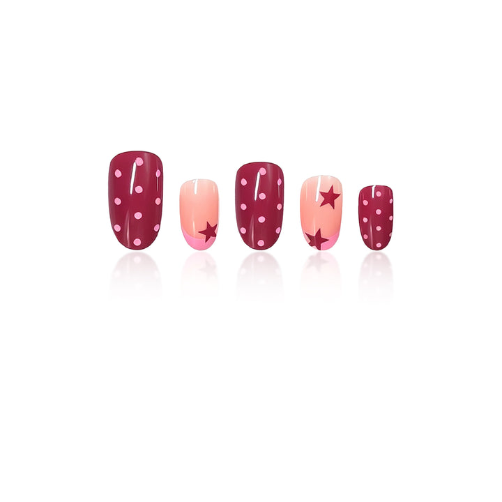 Artistic Star and Polka Dot Nail Art Extensions