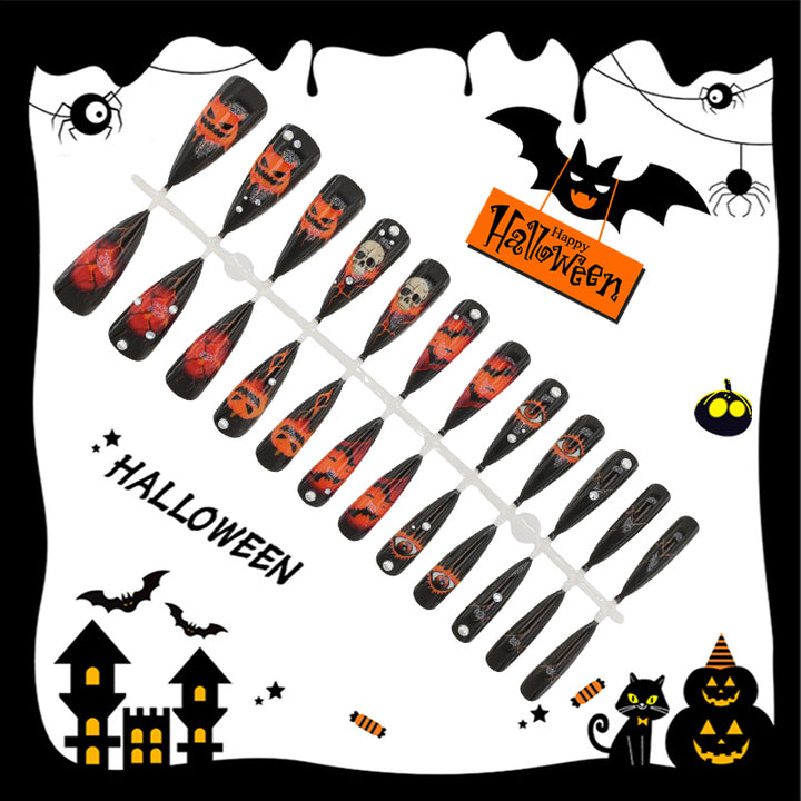 Halloween Artificial Nail Set with Creative Ghost and Pumpkin Designs Stornfield