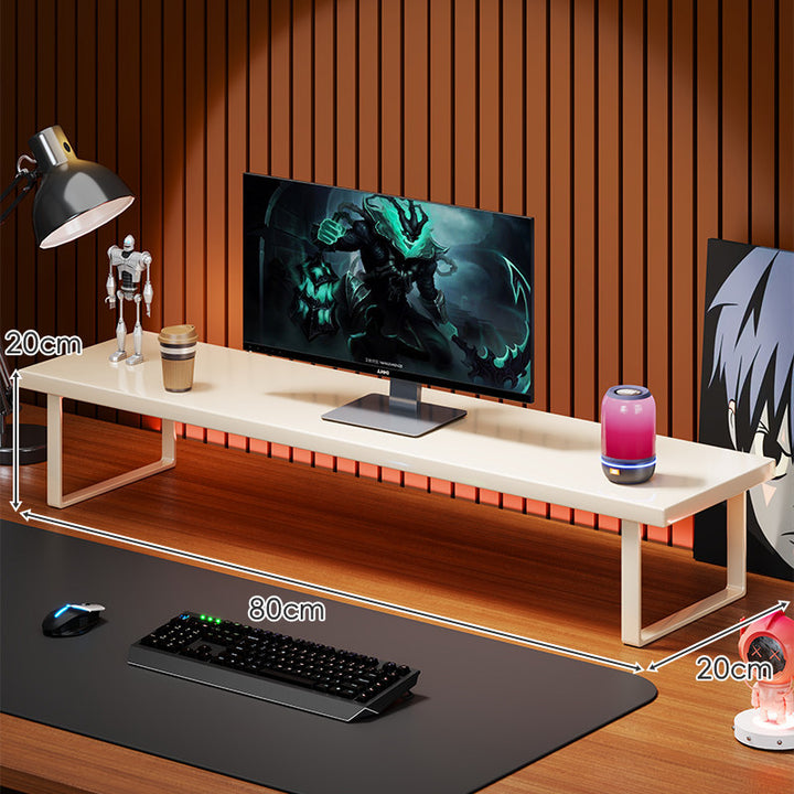Wooden Monitor Riser Stand with Metal Frame and Cable Management
