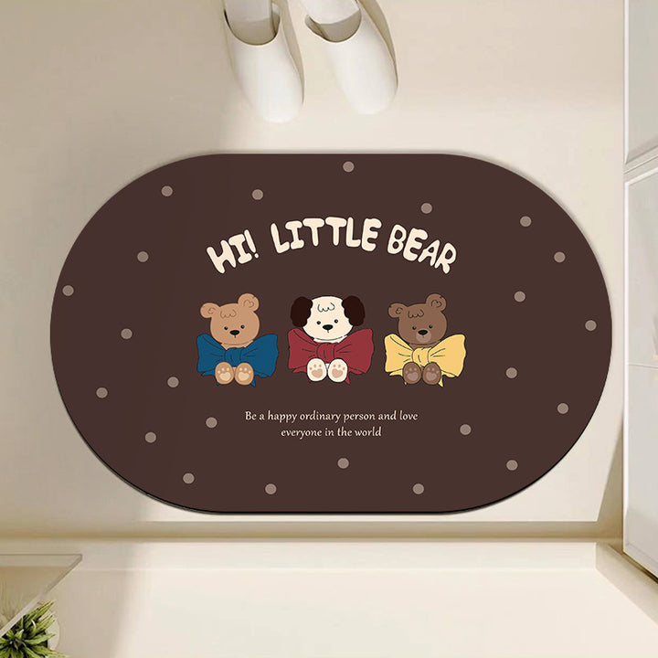 Cartoon Bear-Themed Non-Slip Bath Mat