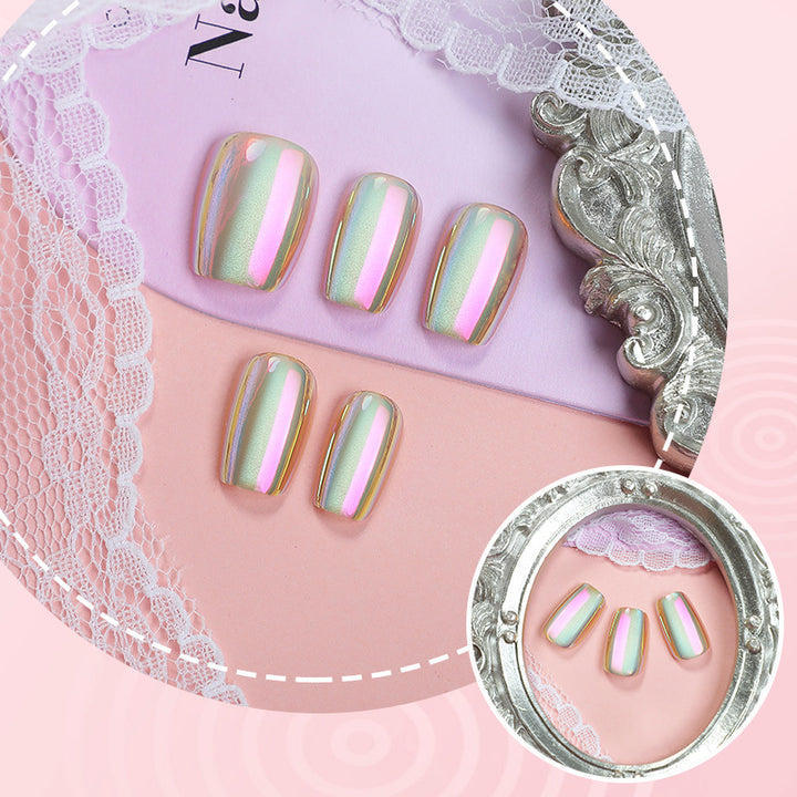 Iridescent Glossy Press-On Nail Set