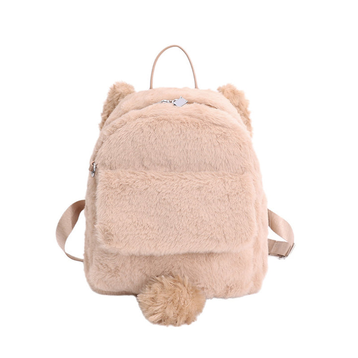 Plush backpack with cute animal ears and pompom Stornfield
