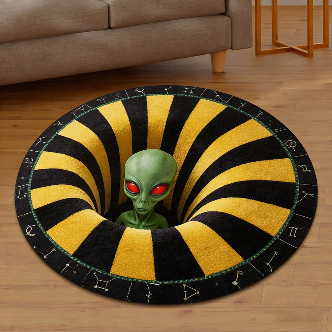 Alien-Themed 3D Illusion Area Rug