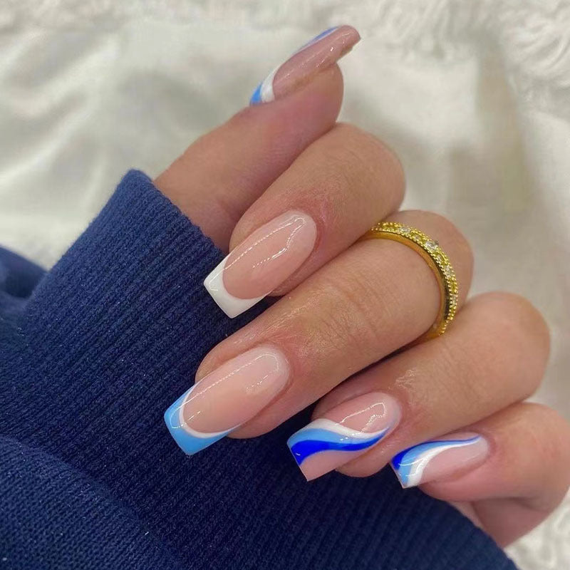 Artful and elegant nail extensions with wave design Stornfield