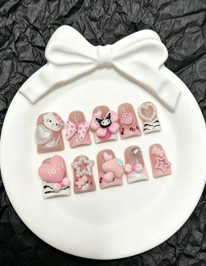 Whimsical Decorative Press-On Nail Set