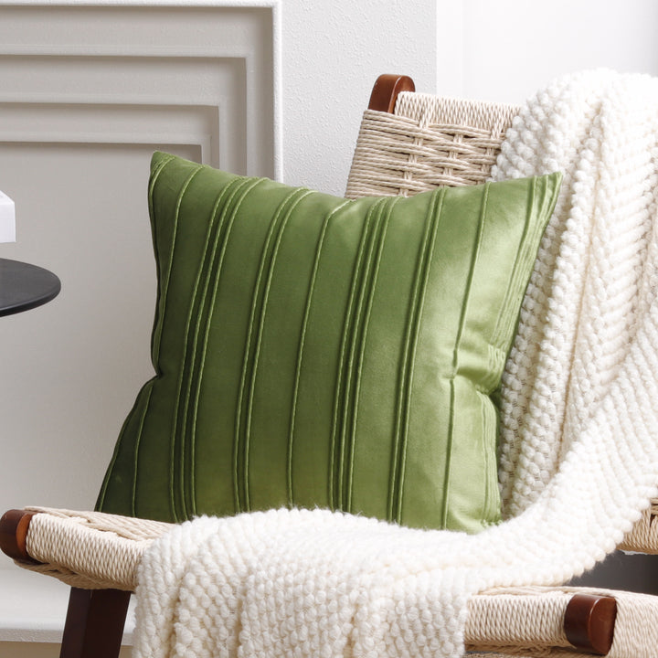 Luxury Velvet Vertical Pintuck Square Throw Pillow Cover
