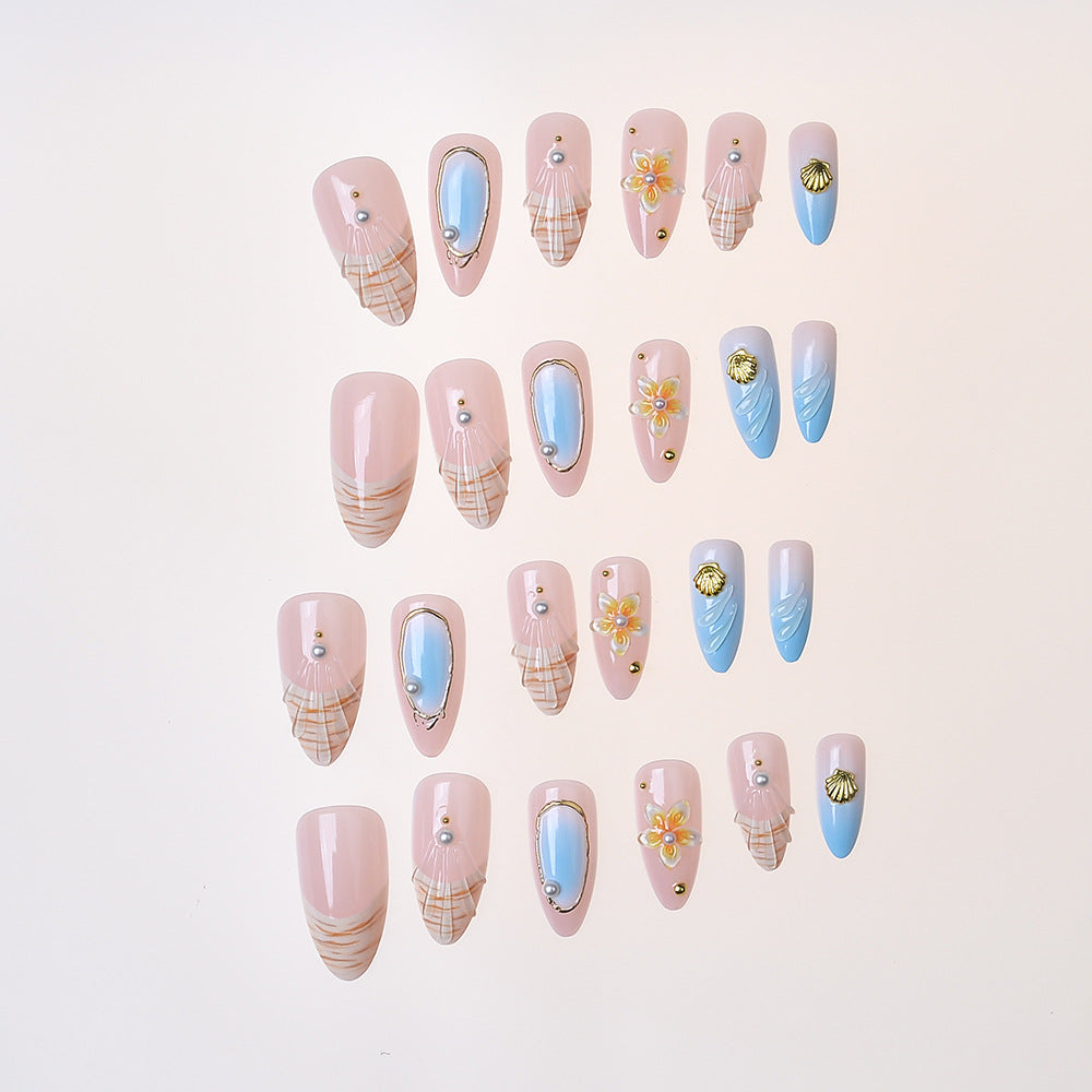 Artistic Seashell-Themed Press-On Nail Collection Stornfield