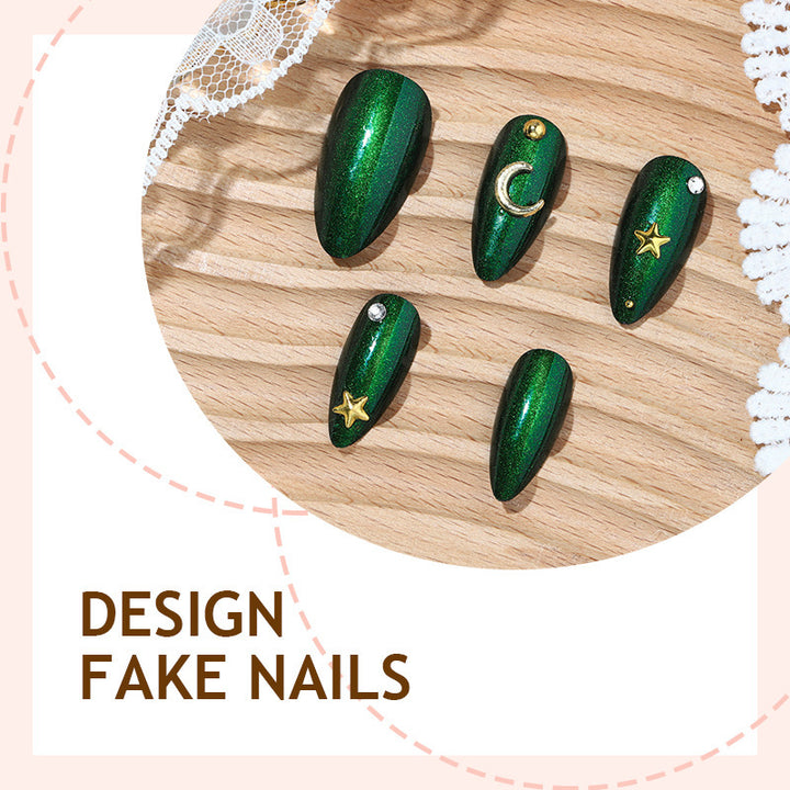 Shiny Artificial Nail Set with Stars and Moons Stornfield