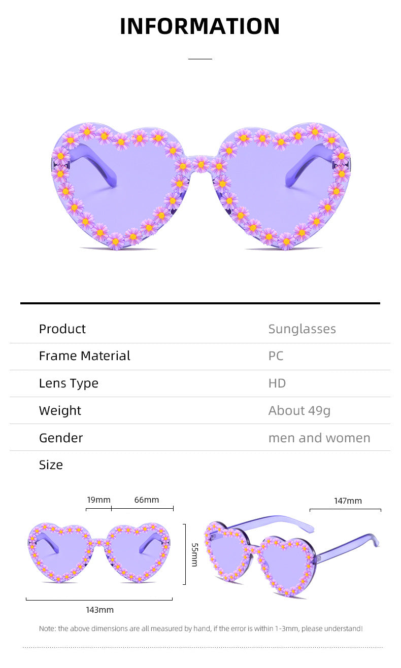 Ladies Love-Shaped Sunglasses with Floral Embellishments Stornfield