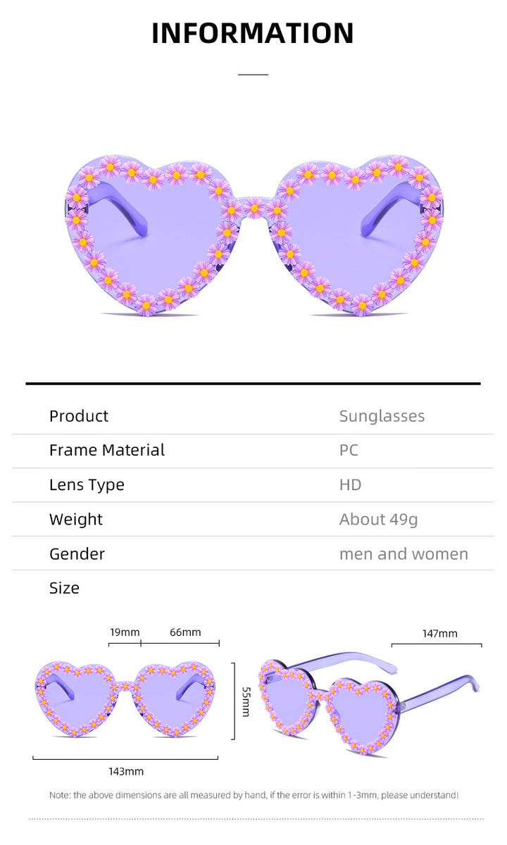 Ladies Love-Shaped Sunglasses with Floral Embellishments Stornfield