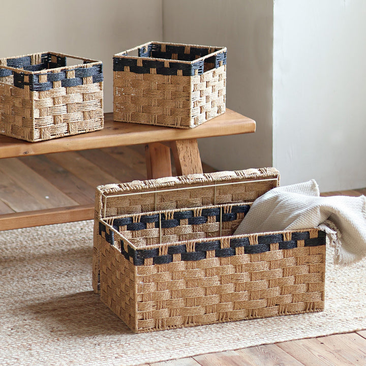 Square storage basket made of natural material Stornfield