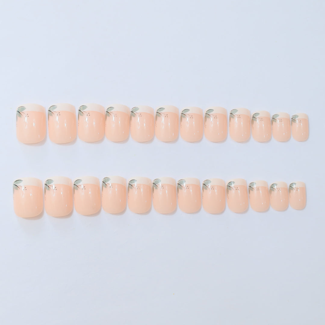 Elegant French Tip Floral Nail Enhancements Stornfield