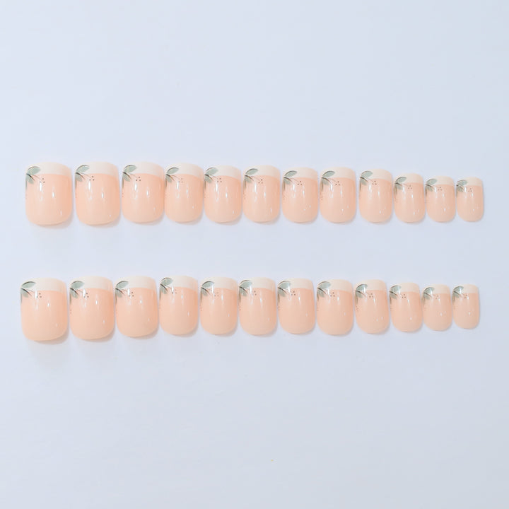 Elegant French Tip Floral Nail Enhancements Stornfield