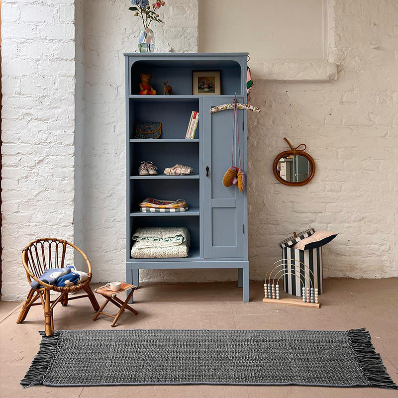 Woven table runner with dense herringbone jacquard and fringes Stornfield