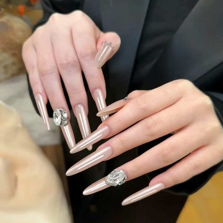 Artificial nail set with elegant tips and crystal accents Stornfield