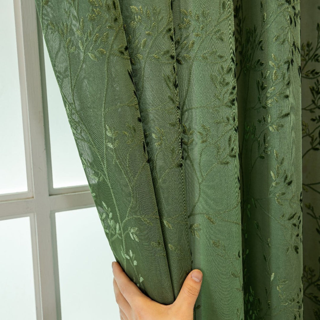 WoFloral Embroidered Sheer Curtain Stornfield