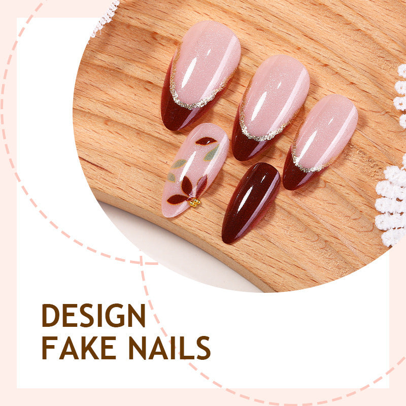 Artificial nail set with elegant flower and color gradient Stornfield