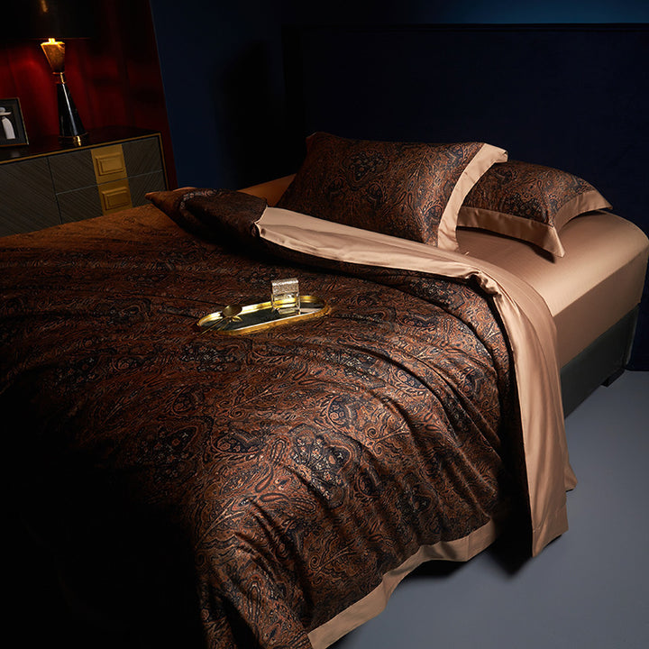 Luxury Paisley Jacquard Sateen Duvet Cover and Pillow Sham Set