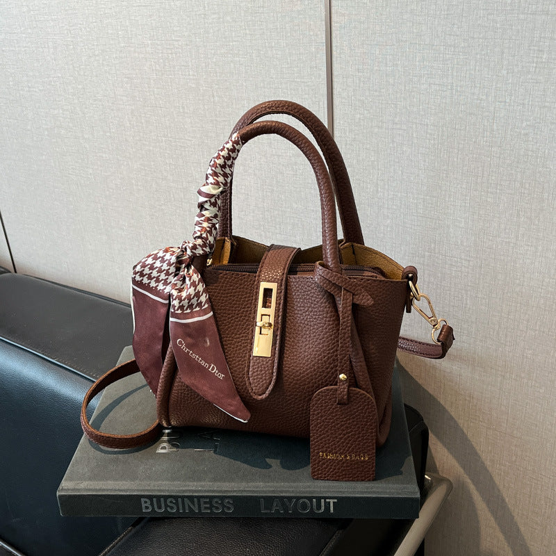 Textured Leather Mini Handheld Satchel