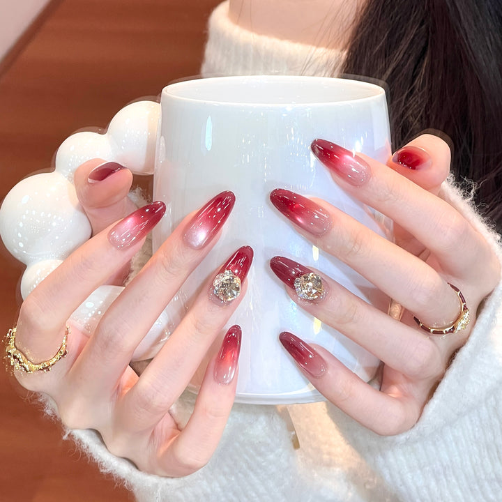 Ombre Press-On Nail Set with Crystal Accents Stornfield
