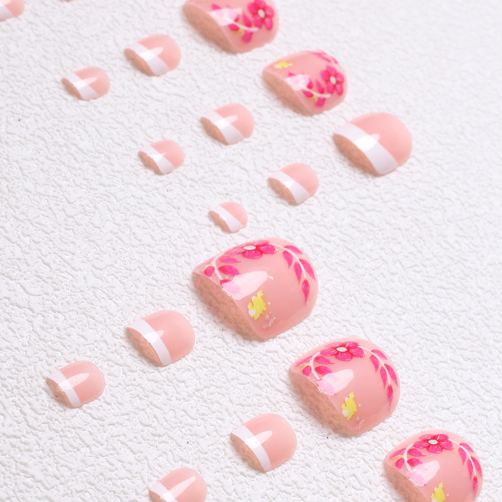 Decorative Floral Press-On Toenails Stornfield
