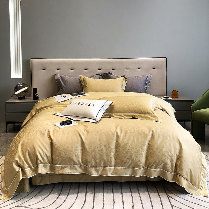 Luxury Cotton-Sateen Duvet Cover Ensemble with Hidden Closure, Corner Ties & Matching Shams