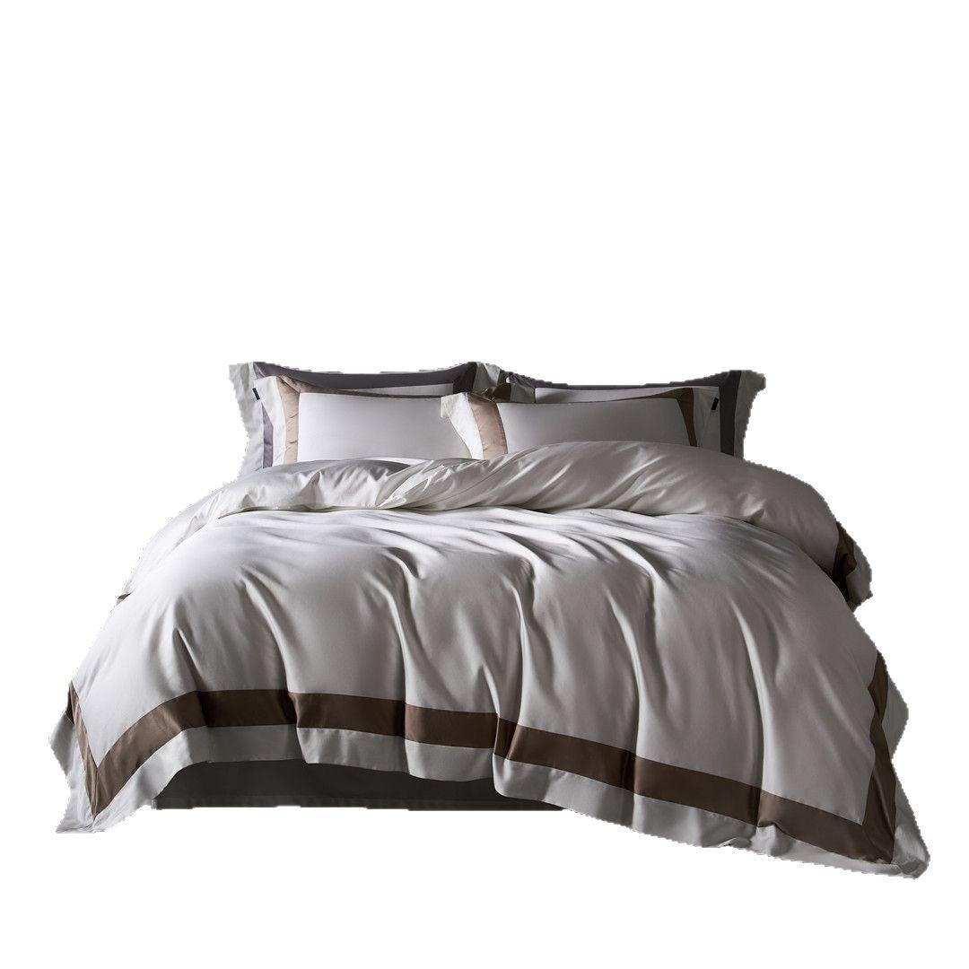Luxury Satin Duvet Cover Set with Contrast Border and Pillow Shams