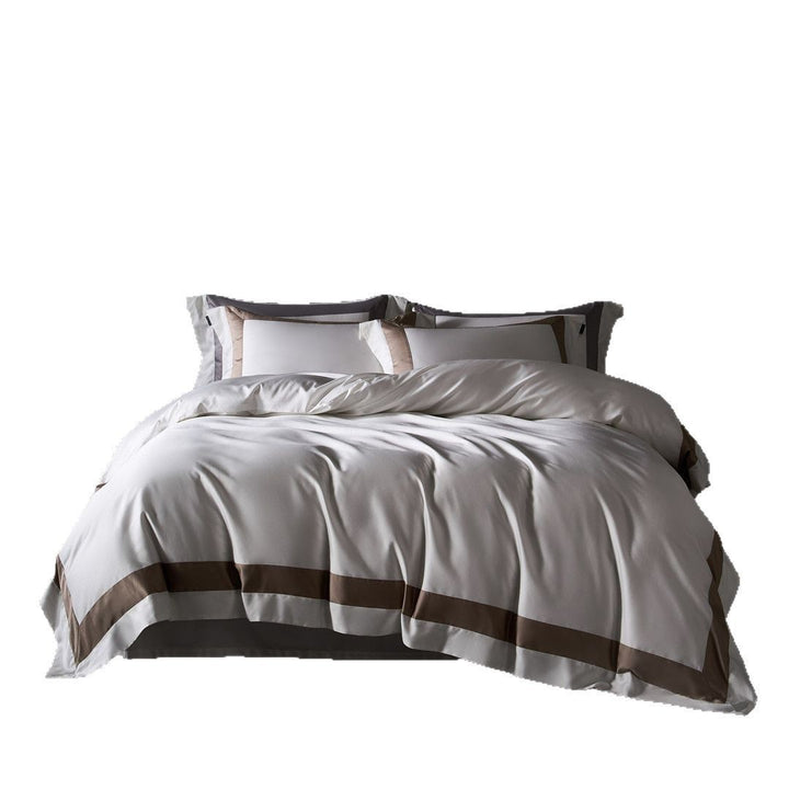 Luxury Satin Duvet Cover Set with Contrast Border and Pillow Shams
