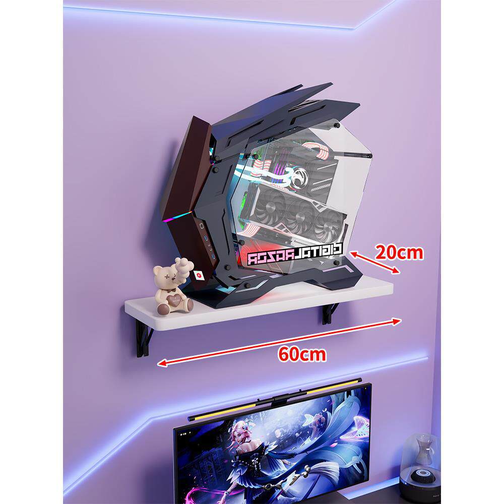 Wall-Mount Floating Shelf for Mid-Tower Gaming PC with Reinforced Brackets