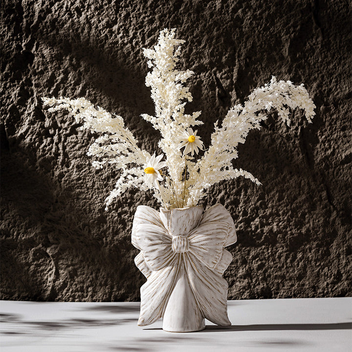 Ceramic Sculptural Belt Bow Table Vase with Narrow Neck