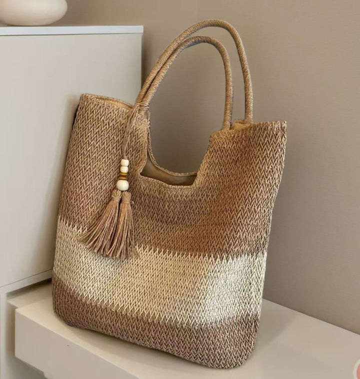 Macrame Tote Bag with Fashionable Tassel Accent Stornfield