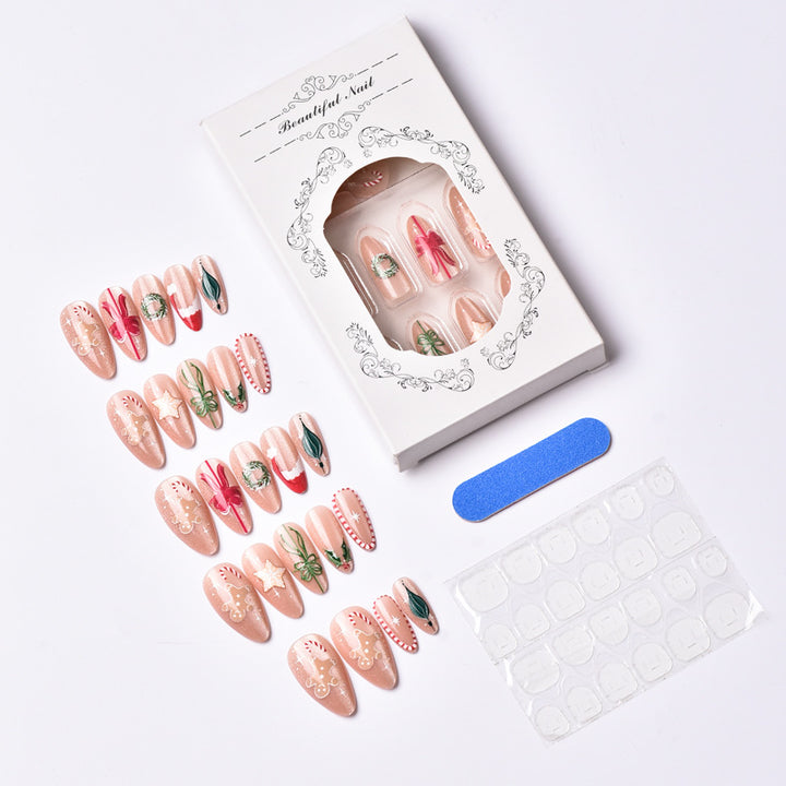 Christmas-Themed Decorative Press-On Nail Art Set