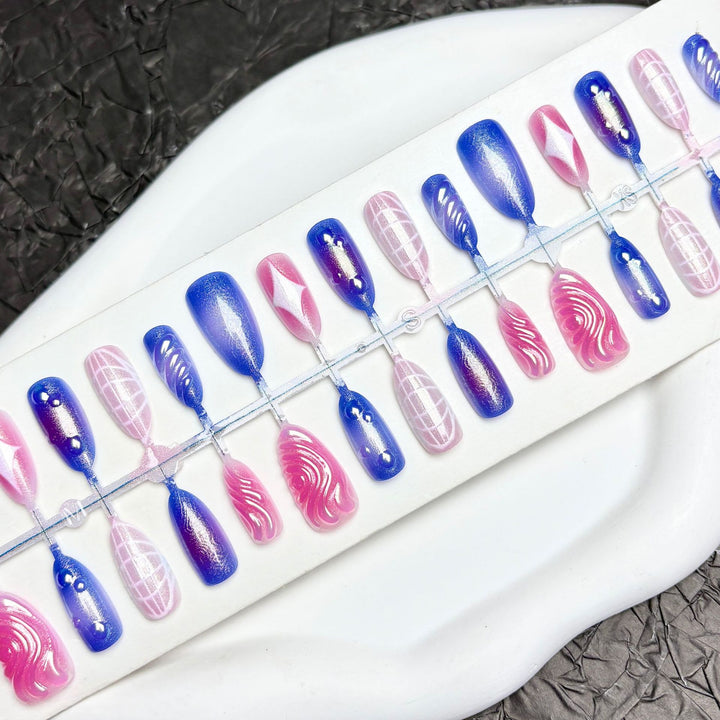 Colorful Gradient Press-On Nail Art Collection