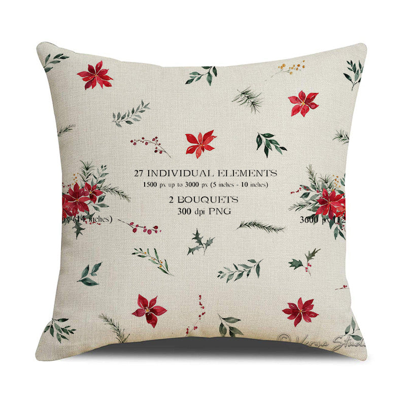 Classic Holiday-Themed Throw Pillow