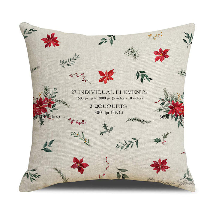 Classic Holiday-Themed Throw Pillow