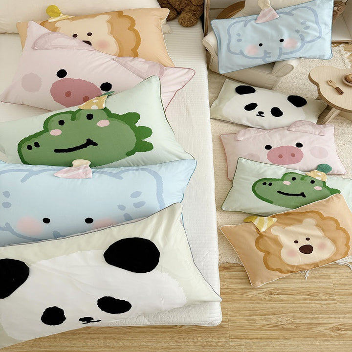Plush Decorative Lion-Shaped Bed Pillow for with Corner Teether Accent