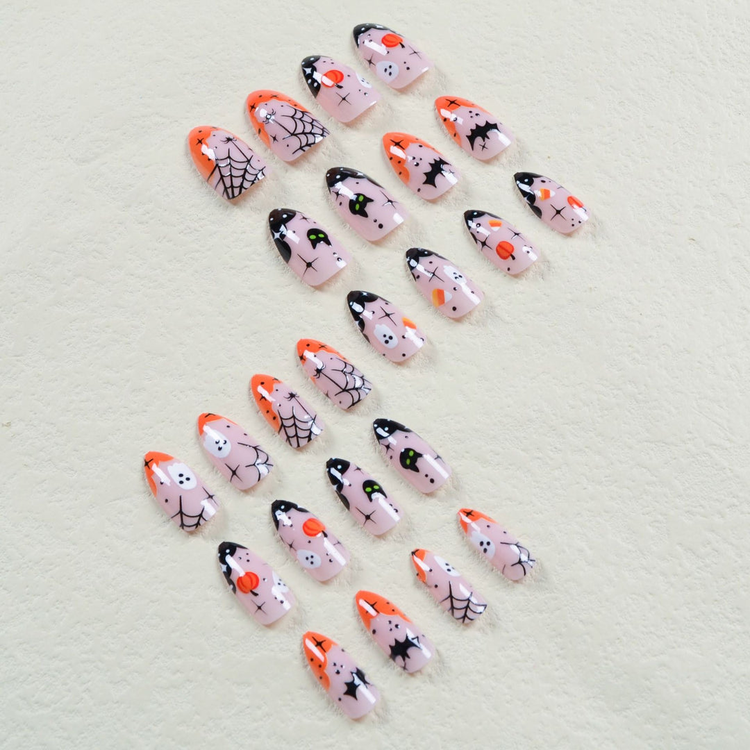 Halloween Fake Nail Set with Creepy Designs and Detailed Decorations Stornfield