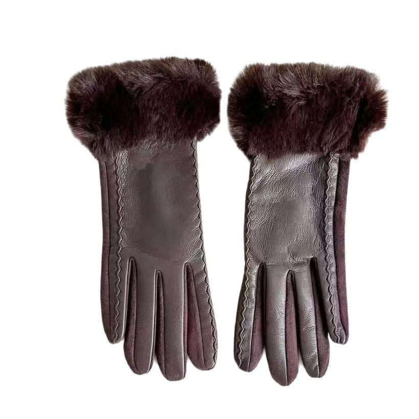 Luxurious Faux Fur Cuff Leather Gloves Stornfield