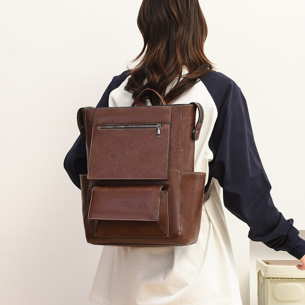 Multi-Pocket Genuine Leather Backpack Stornfield