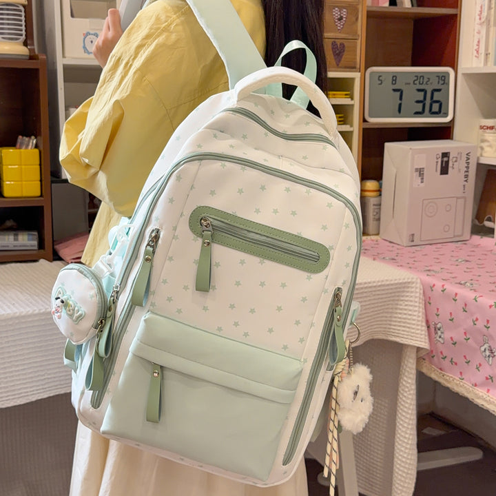 Backpack with Charming Star Applications and Practical Compartments Stornfield