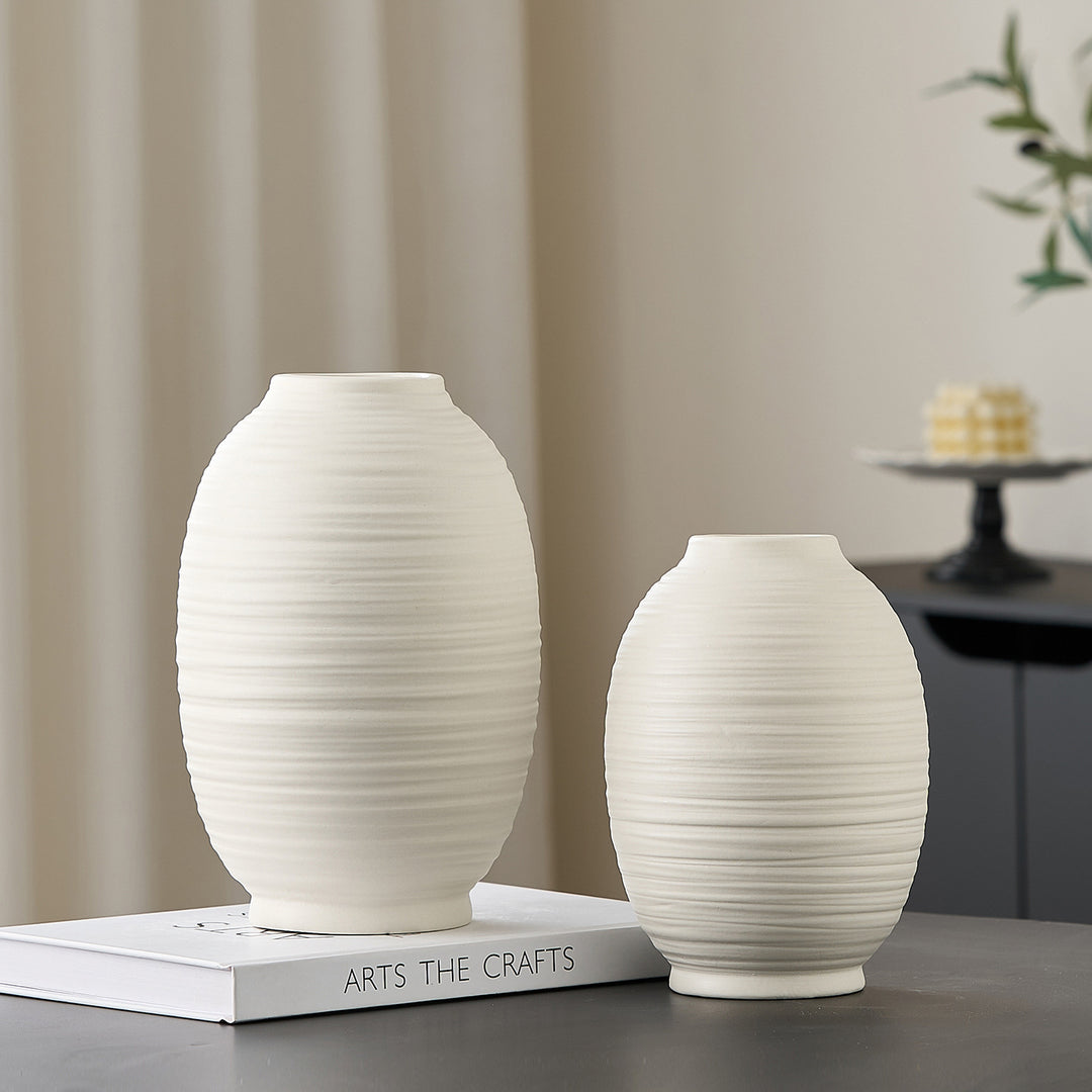 Decorative ceramic vase with artistic ribbed pattern Stornfield